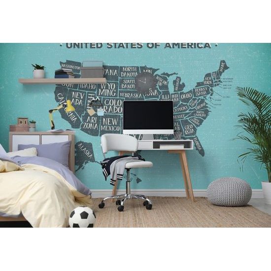 Öntapadó tapéta modern USA térkép kék háttérrel