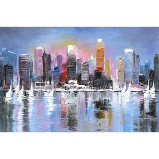 Öntapadó tapéta metropolisz a folyó partján