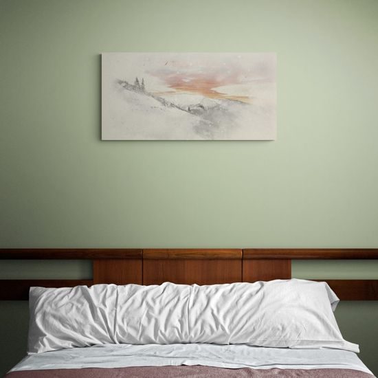 Kép havas táj a naplementében