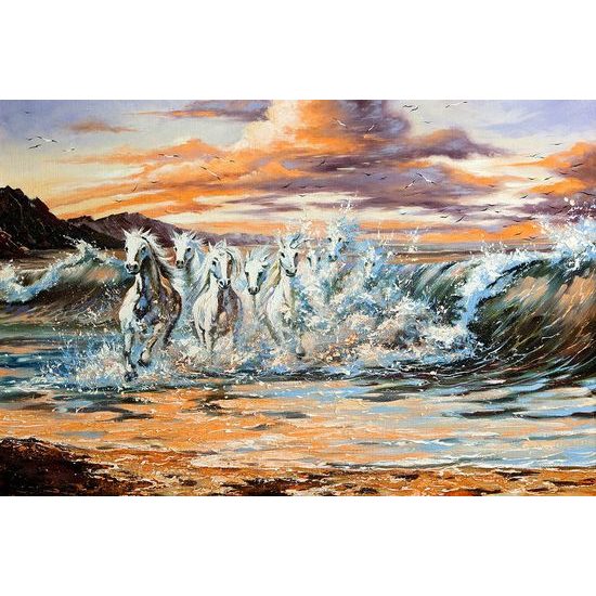 Vágtató lovak a parton öntapadó tapéta