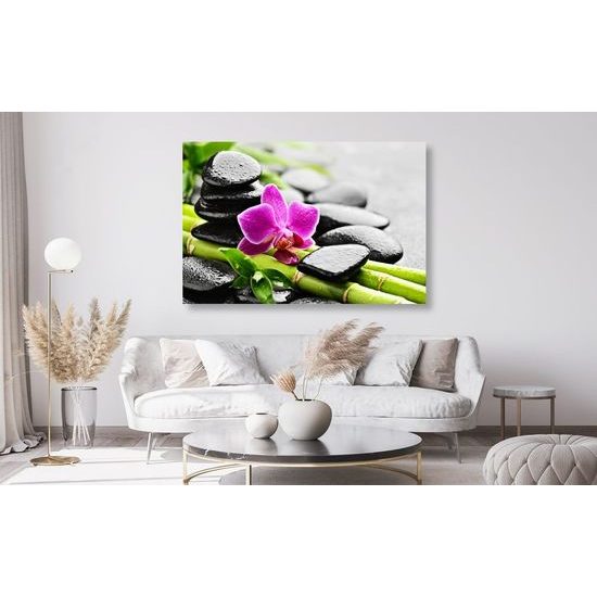 Kép wellness csendélet eső után gyönyörű orchideával