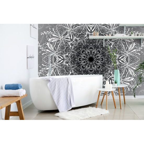 Öntapadó tapéta Mandala fekete-fehér kivitelben