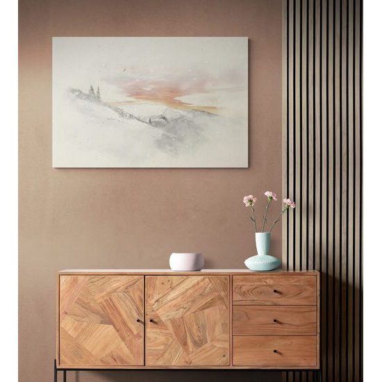 Kép havas táj a naplementében