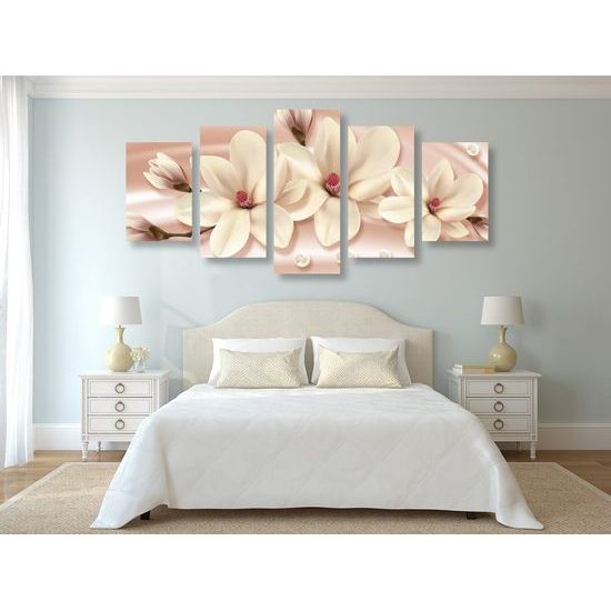 5 részes kép bájos bézs magnólia