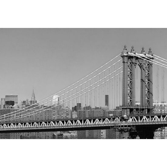 Öntapadó fotótapéta Egyedi Manhattan Bridge fekete-fehérben