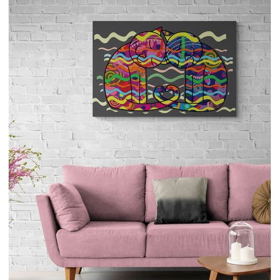 Kép szerelmes macskák pop art stílusban