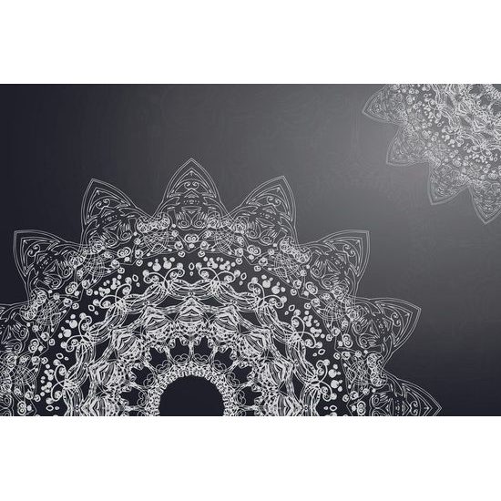 Tapéta természetes mandala fekete-fehérben