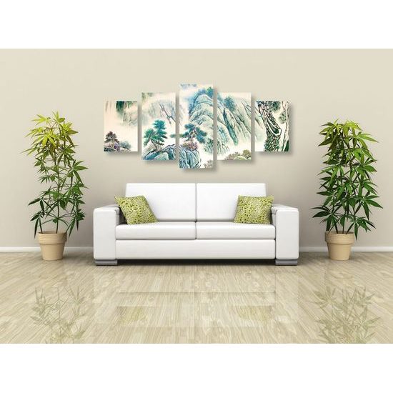 5 részes kép festett kínai táj