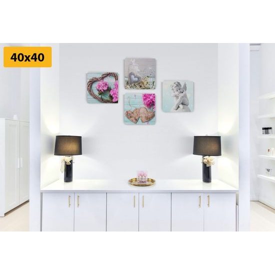 Képszett aranyos vintage elemek