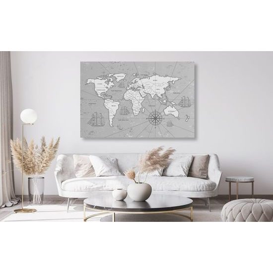 Parafa kép fekete-fehér világtérkép kalandoroknak