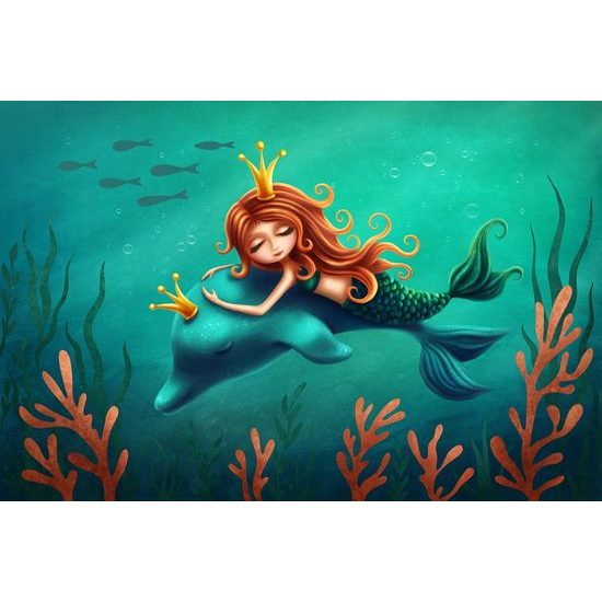 Öntapadó tapéta Sellő és delfin barátság