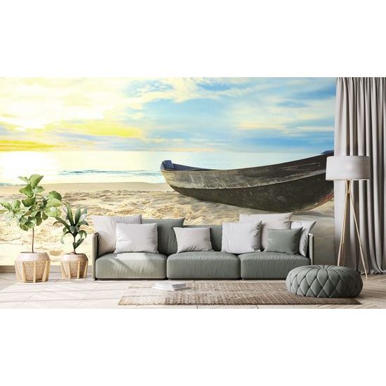 Öntapadó fotótapéta magányos hajó a tengerparton