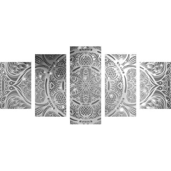 5 részes kép fekete-fehér galaktikus Mandala
