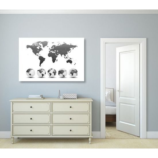 Parafa kép fehér-szürke térkép földgömbökkel
