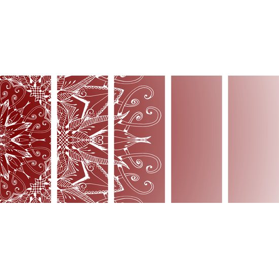 5 részes kép érdekes Mandala bordó háttéren