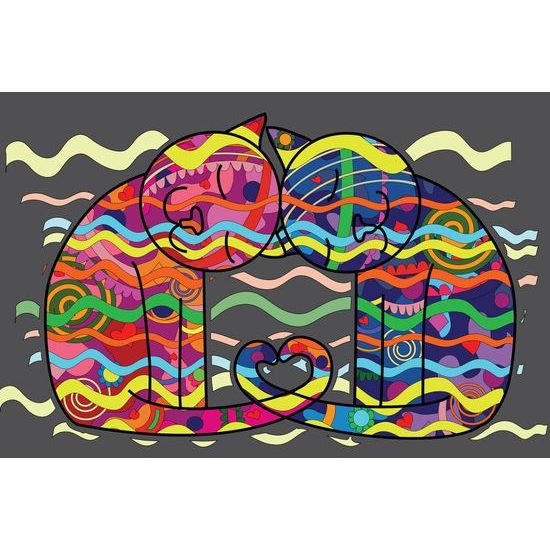 Kép szerelmes macskák pop art stílusban