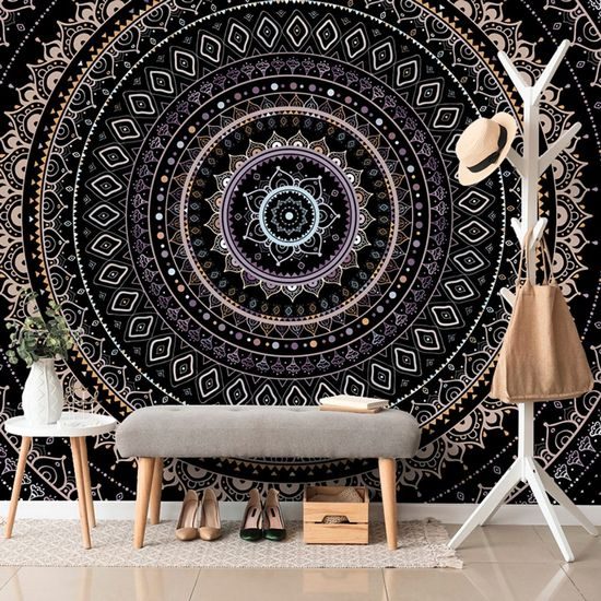 Öntapadó tapéta érdekes Mandala lila színben