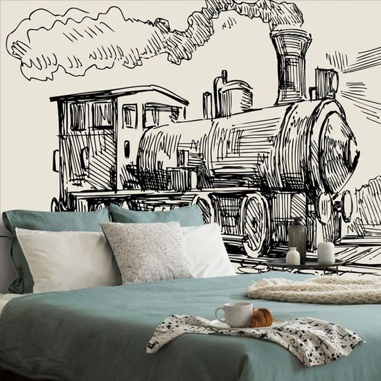 Öntapadó tapéta festett vonat művészi változatban