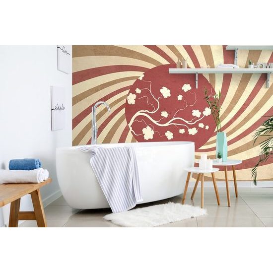 Érdekes öntapadó tapéta grunge háttér ázsiai elemmel