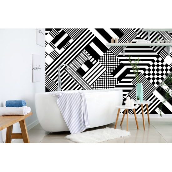 Öntapadó tapéta fekete-fehér minták egyszerű kivitelben
