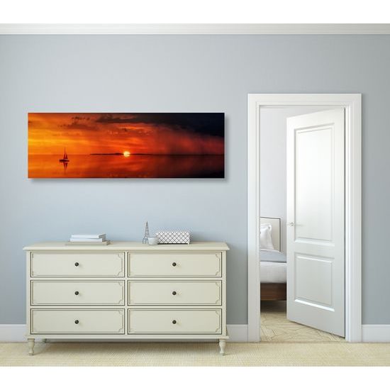 Kép csónak és a gyönyörű naplemente