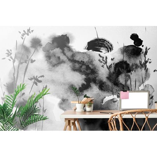 Fekete-fehér égbolt öntapadó tapéta akvarell kivitelben