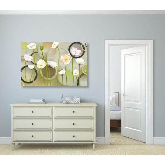 Kép fehér pipacs virágai absztrakt háttérrel