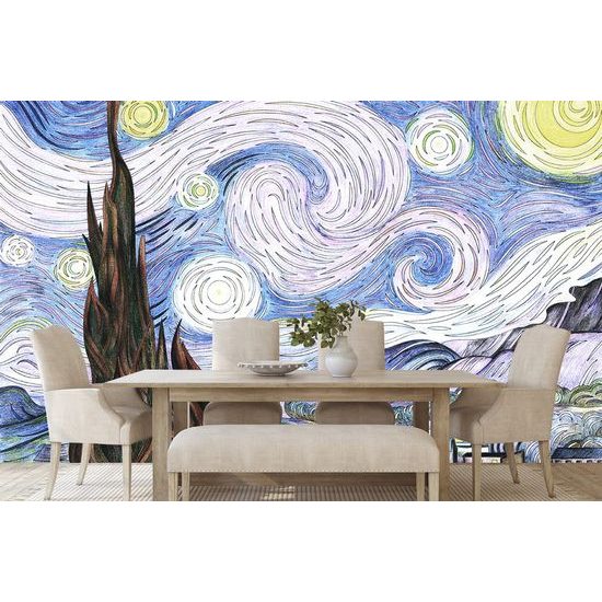Öntapadó tapéta Van Gogh csillagos éjszaka utánzata