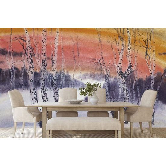 Titokzatos nyírfaliget öntapadó tapéta