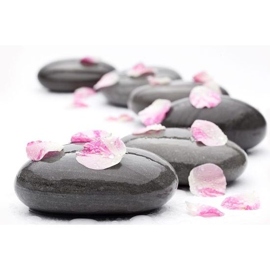 Öntapadó fotótapéta masszázskövek rózsaszín szirmokkal