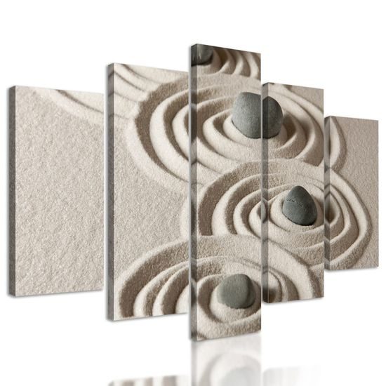 5 részes kép tengerparti csendélet Zen kövekkel