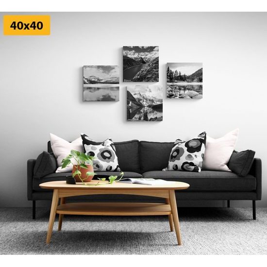 Képszett csodálatos hegyek fekete-fehér kivitelben