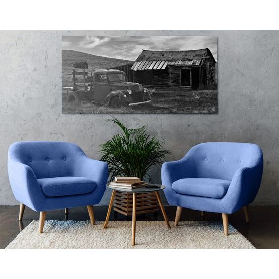 Kép elhagyatott vidék fekete-fehér kivitelben