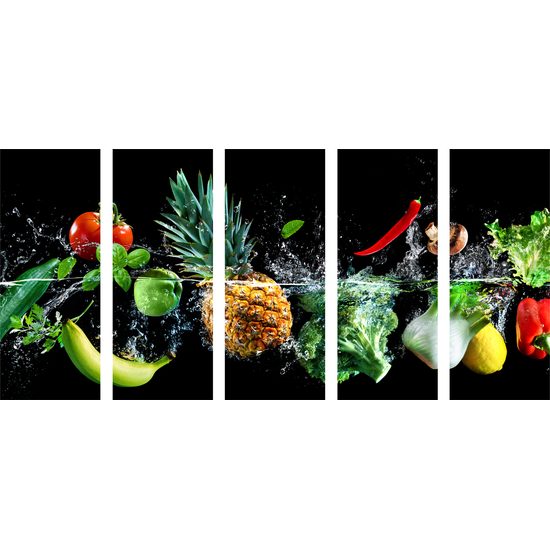 5 részes kép gyümölcs a vízben