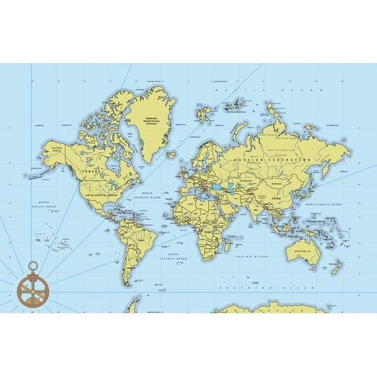 Öntapadó tapéta térkép sárga-kék változatban