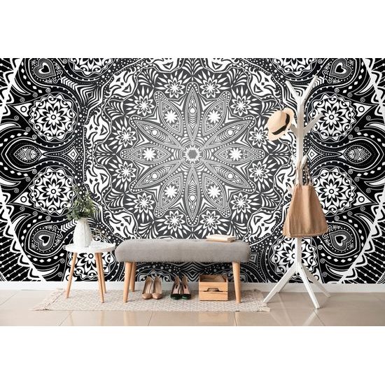 Tapéta fekete-fehér luxus Mandala