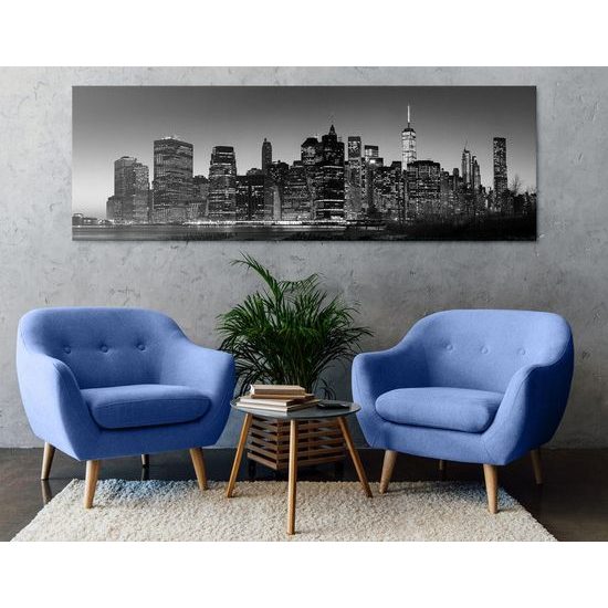 Kép éjjeli New York fekete-fehér kivitelben