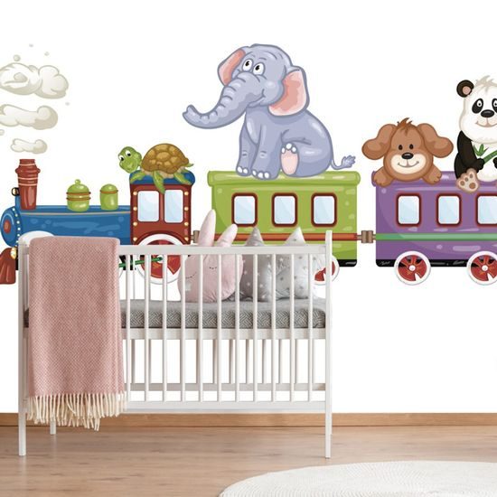 Öntapadó tapéta állatokkal teli vonat