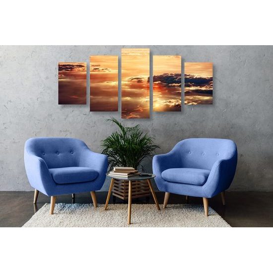 5 részes kép naplemente a felhők felett