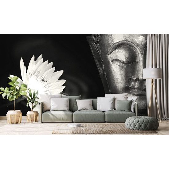 Öntapadó fotótapéta a csodálatra méltó Buddha fekete-fehér arca