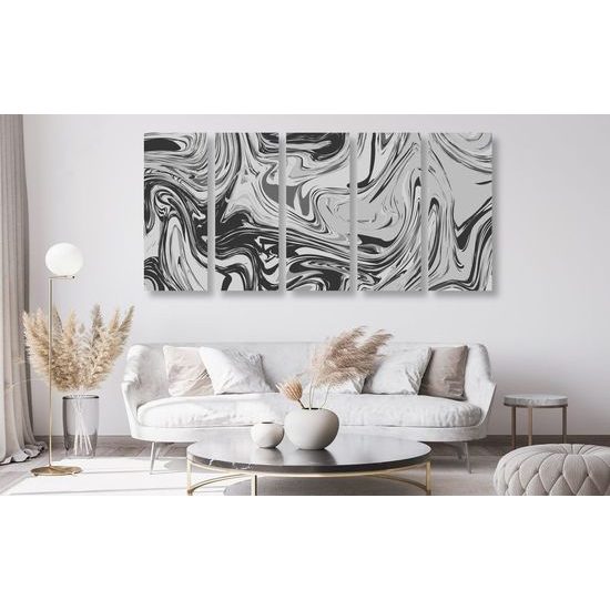 5 részes kép fekete-fehér művészi absztrakció