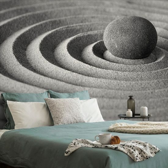 Nyugtató zen kő öntapadó fotótapéta fekete-fehér kivitelben