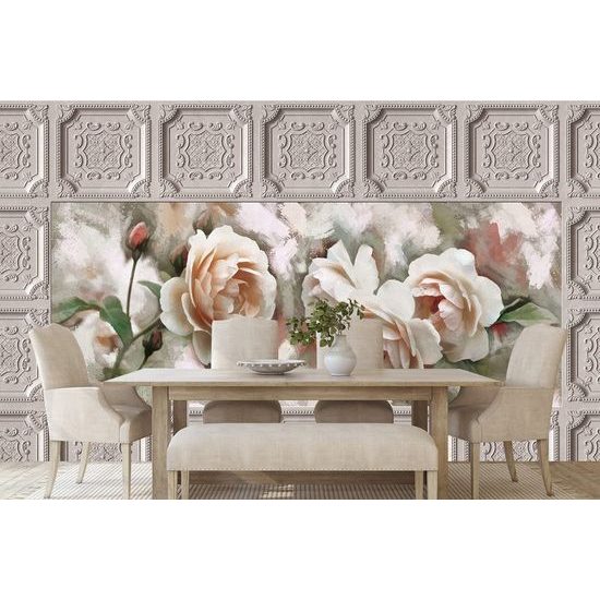 Öntapadó tapéta romantikus rózsák történelmi kerettel