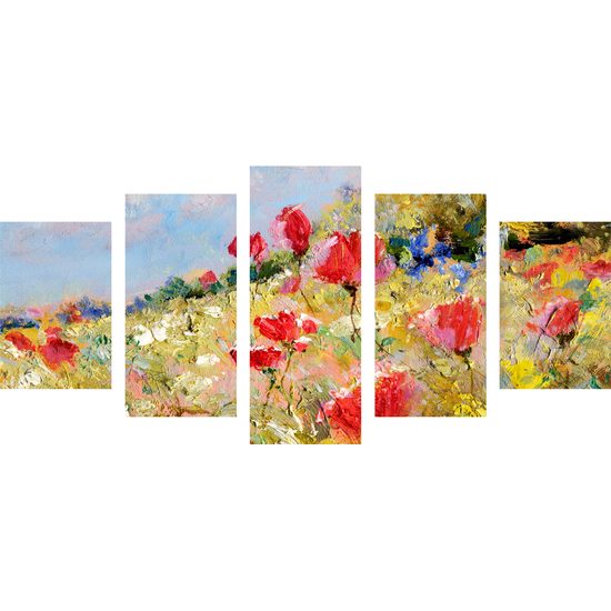 5 részes kép vad pipacsok a réten