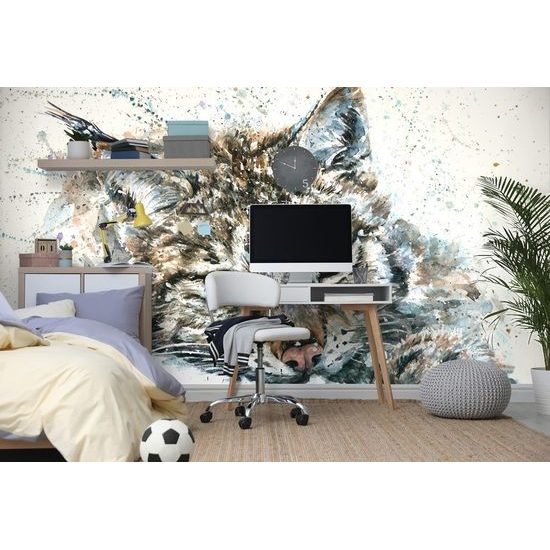 Gyönyörű tapéta akvarell festmény egy hiúzról