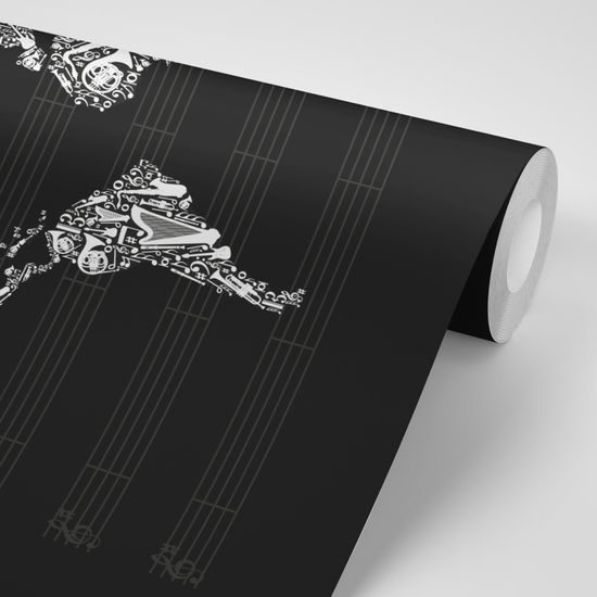 Öntapadó tapéta világtérkép zenei témával