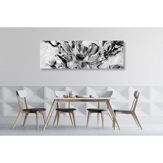 Kép festett virágok nyári fekete-fehér kivitelben