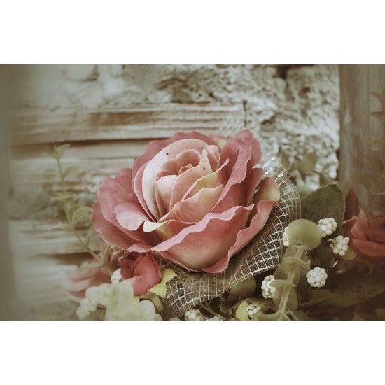 Érdekes öntapadó fotótapéta rózsáról vintage dizájnban