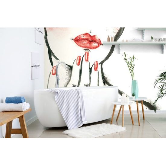 Öntapadó tapéta festett női ajkak