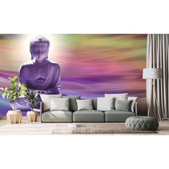 Tapéta meditáló Buddha egy absztrakt háttéren